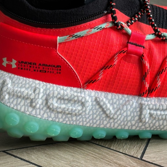 Under Armour Hovr Fat Tire Neon Red and Black Athletic Shoes - Picture 15 of 15